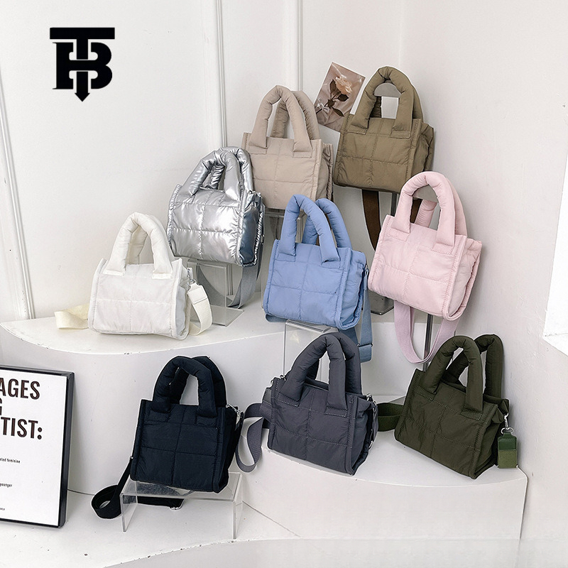 TB BHULAMTE Designer Bag Quilted Single Shoulder Women's Crossbody Bag Sparkling Silver Nylon Small Square Luxury Bag Lightweight And Fashionable