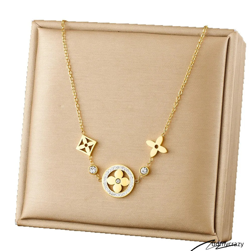 Designer For Women's Titanium Steel Colorless Necklace Bracelet Collection Personality Simple Style Fashionable Earrings ddmycrazy