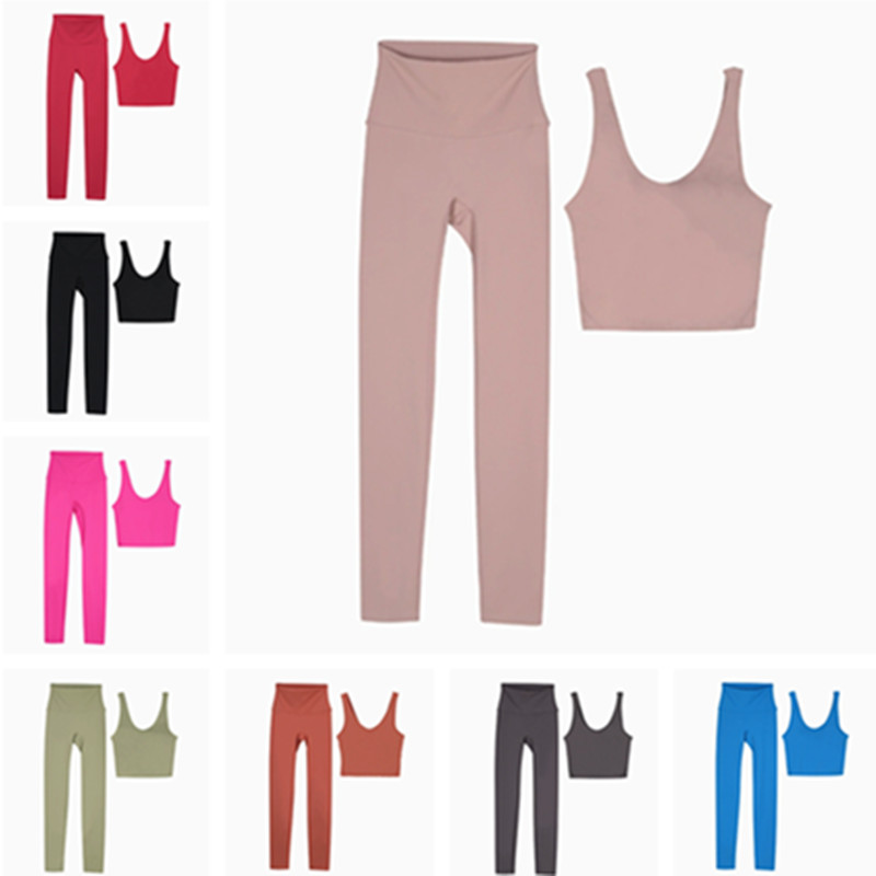 Lycra fabric women's yoga sports bra shock-absorbing vest high waist tight pants set push up jogging fitness sportswear gym leggings lingerie Top