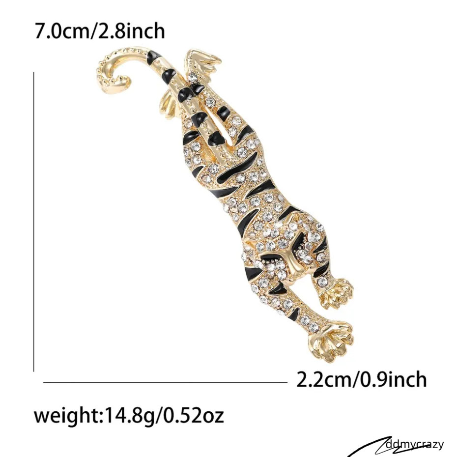 Gold Tone Rhinestone - Encrusted Tiger Brooches With Black Accents Bold Party Gift For Him/Her High Quality And Stylish Jewelry ddmycrazy