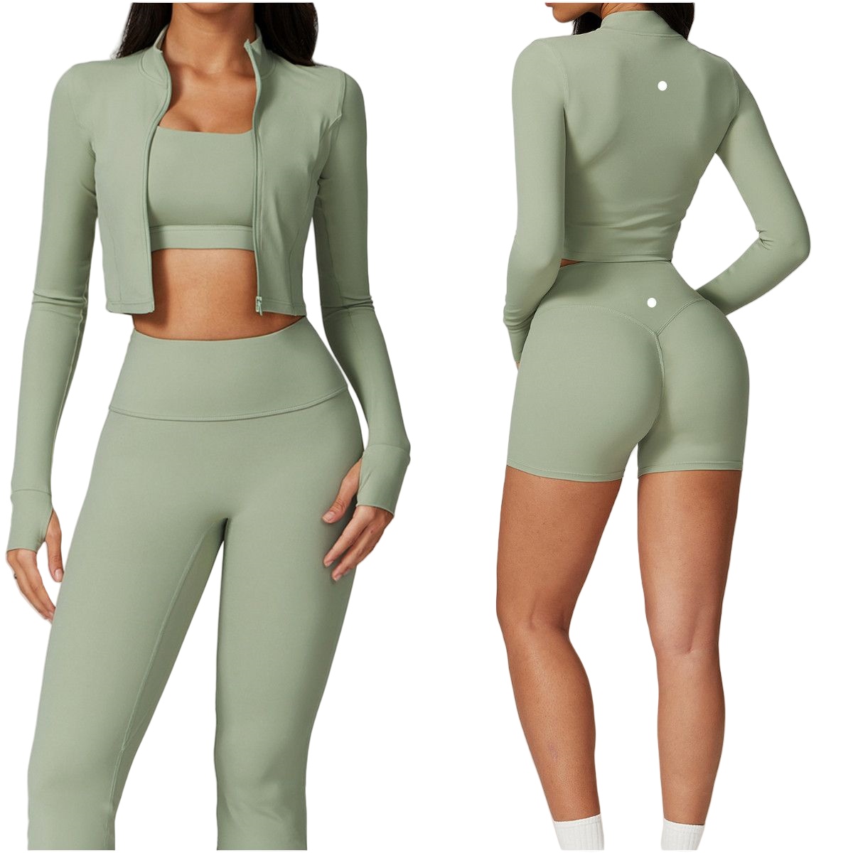 A8047 Womens Yoga Outfit Three Pieces Suits Vest+Pants+Jackets Set Exercise Close-Fitting Fiess Wear Running Elastic Workout Tracuit