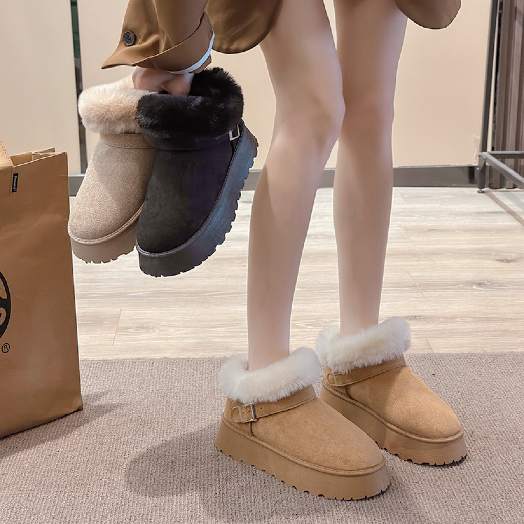2025 Women's Fleece-Lined Snow Boots Martin Ankle Boots New Warm Winter Footwear Size 36-41 Winter Footwear