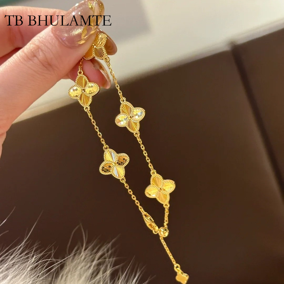 TB BHULAMTE S925 Sterling Silver Designer High-end Gold Petal Fish Scale Texture Luxury Accessories Women's Exquisite Bracelet Niche Gorgeous Jewelry