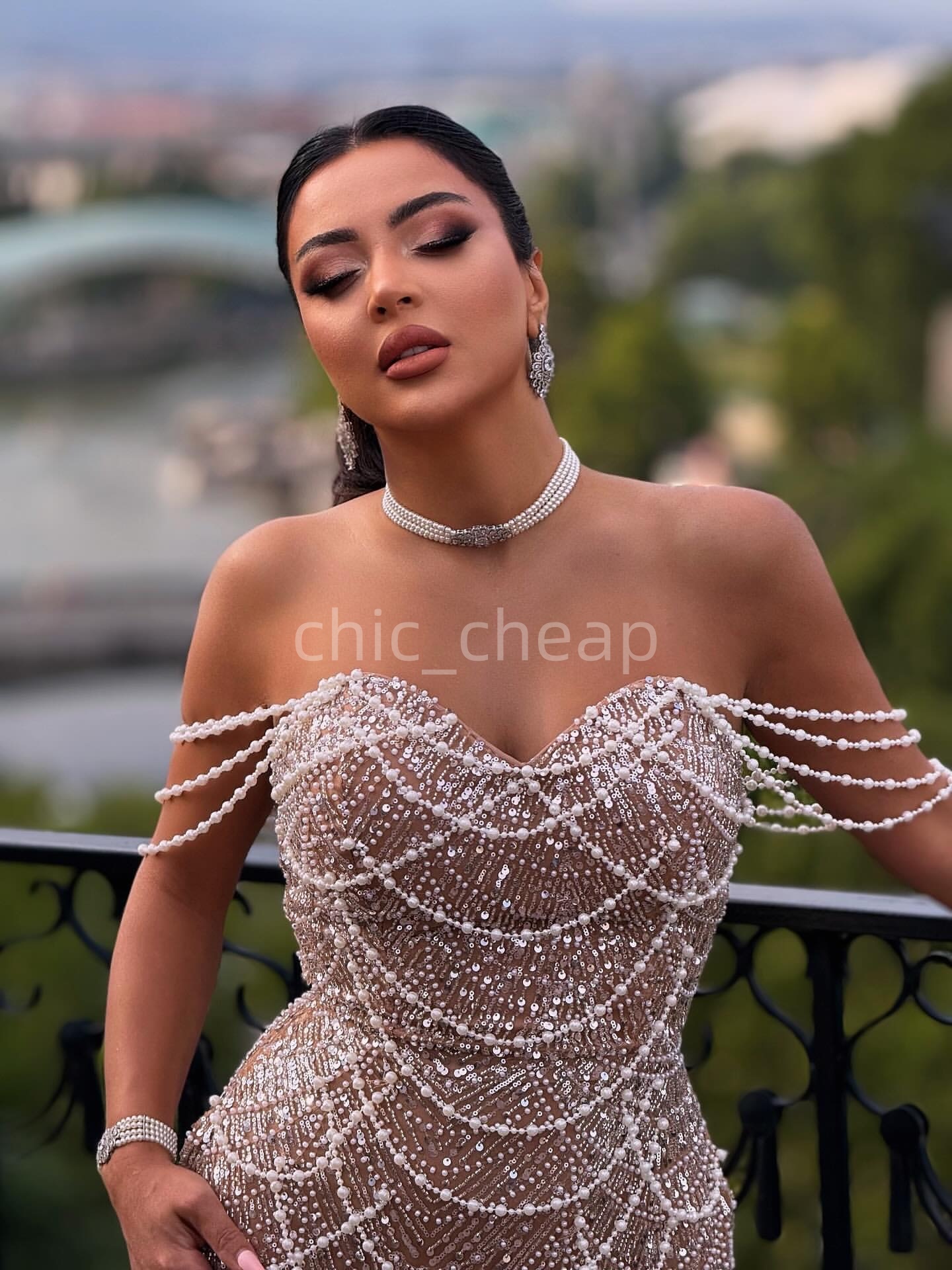 Aso Ebi Champagne Mermaid Prom Dresses 2025 Illusion Sequined Pearls Evening Formal Party Second Birthday Engagement Gowns Plus Size Dress For Special