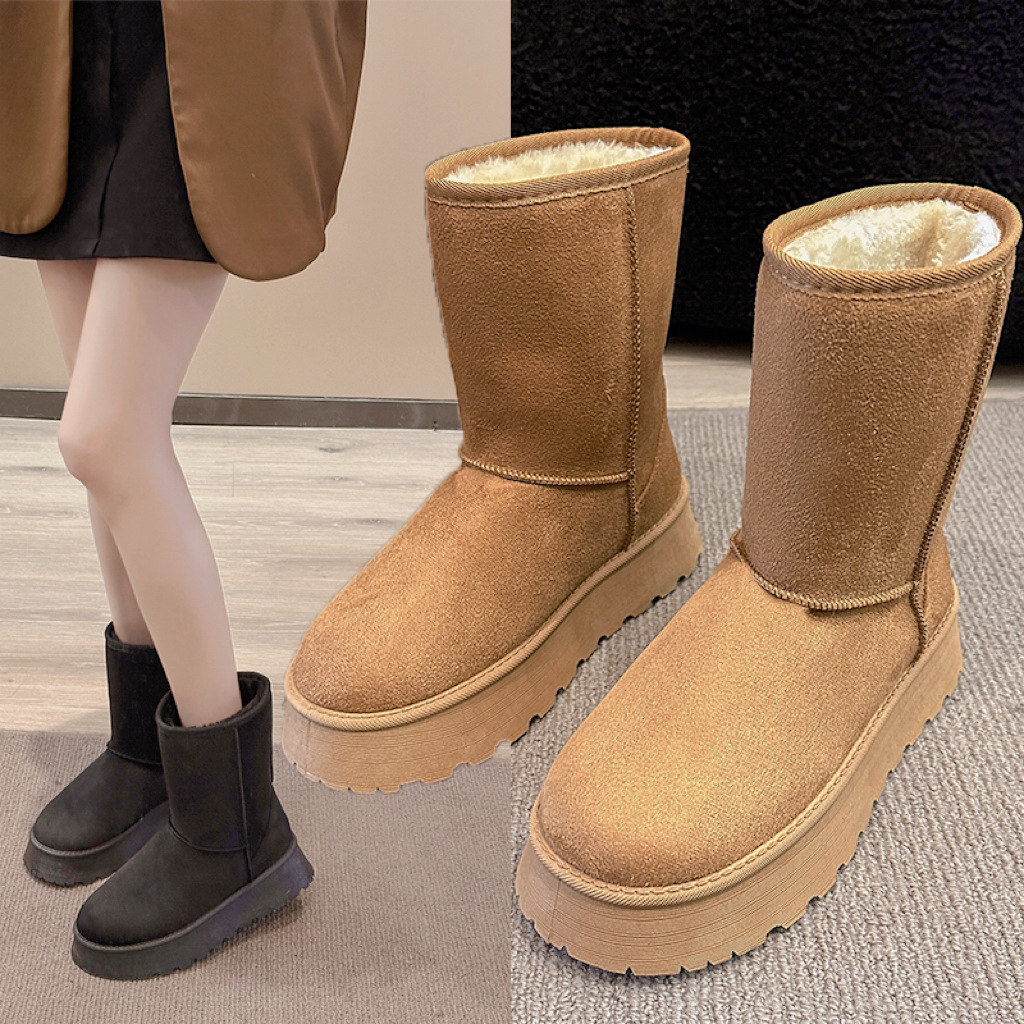 2025 New Winter Snow Boots for Women Plus Size Classic Couples Style High-Top Fleece Boots with Anti-Slip Footwear