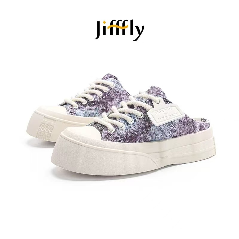 Jifffly half slipper women, low-cut, soft sole, height-increasing canvas shoes for summer 2024