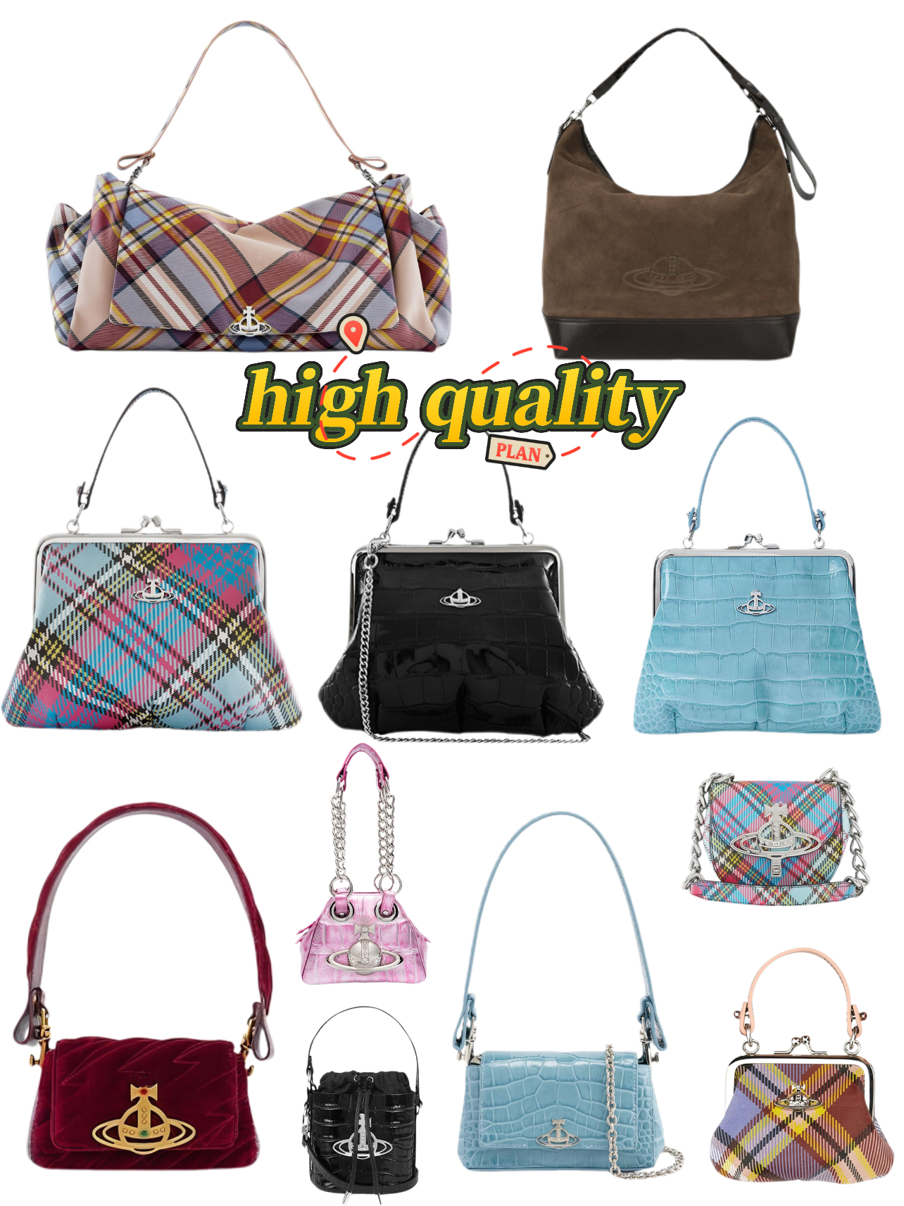 West wood Planet logo Crocodile embossed calf leather dumpling bag women shoulder bag wallet handbag