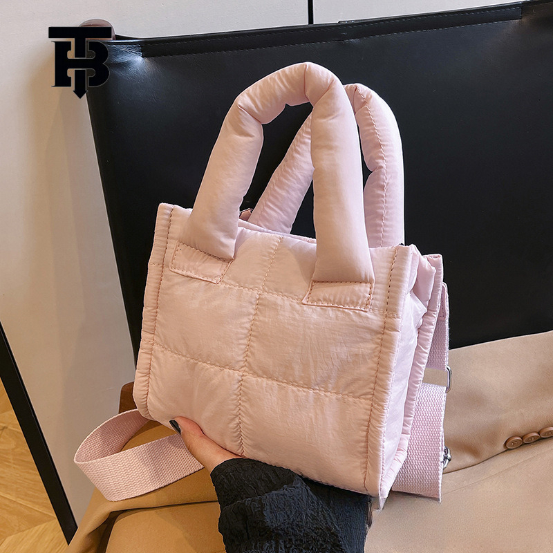 TB BHULAMTE Designer Bag Quilted Single Shoulder Women's Crossbody Bag Sparkling Silver Nylon Small Square Luxury Bag Lightweight And Fashionable