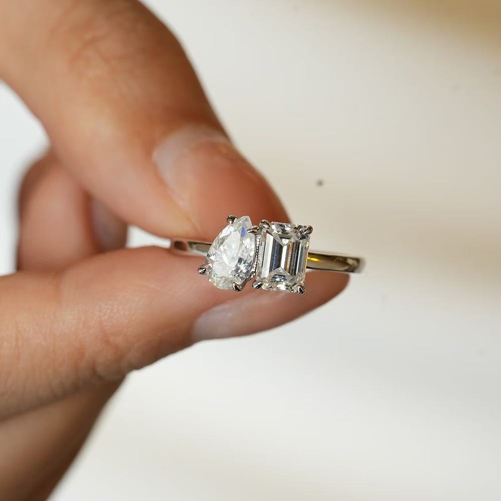 Stunning Cushion Cut Moissanite Bridal Wedding Ring Set Classic Diamond Mossanite Engagement Promise Rings 925 Sterling Silver