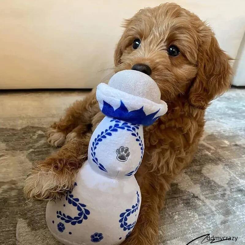 Pet Durable Wine Bottle For Gift Plush Perfume Dog Toys With Squeaky ddmycrazy