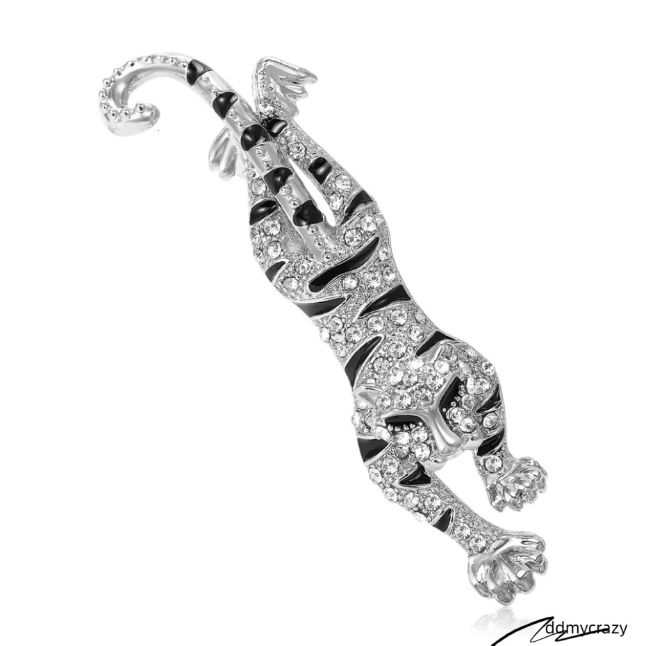 Gold Tone Rhinestone - Encrusted Tiger Brooches With Black Accents Bold Party Gift For Him/Her High Quality And Stylish Jewelry ddmycrazy