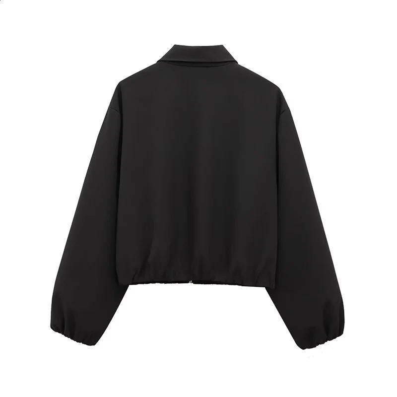 RAFZNB Fashion Short Jackets Coats For Women Turndown Collar Long Sleeve Casual Female Outerwear Chic Tops 250906