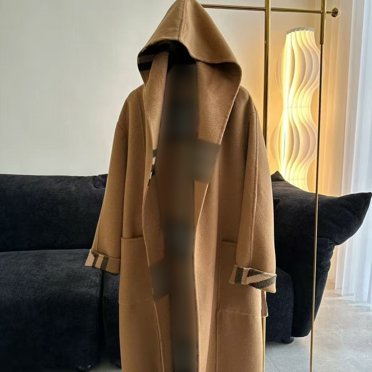 100% wool women's woolen coat, designer luxury high-quality women's trench coat