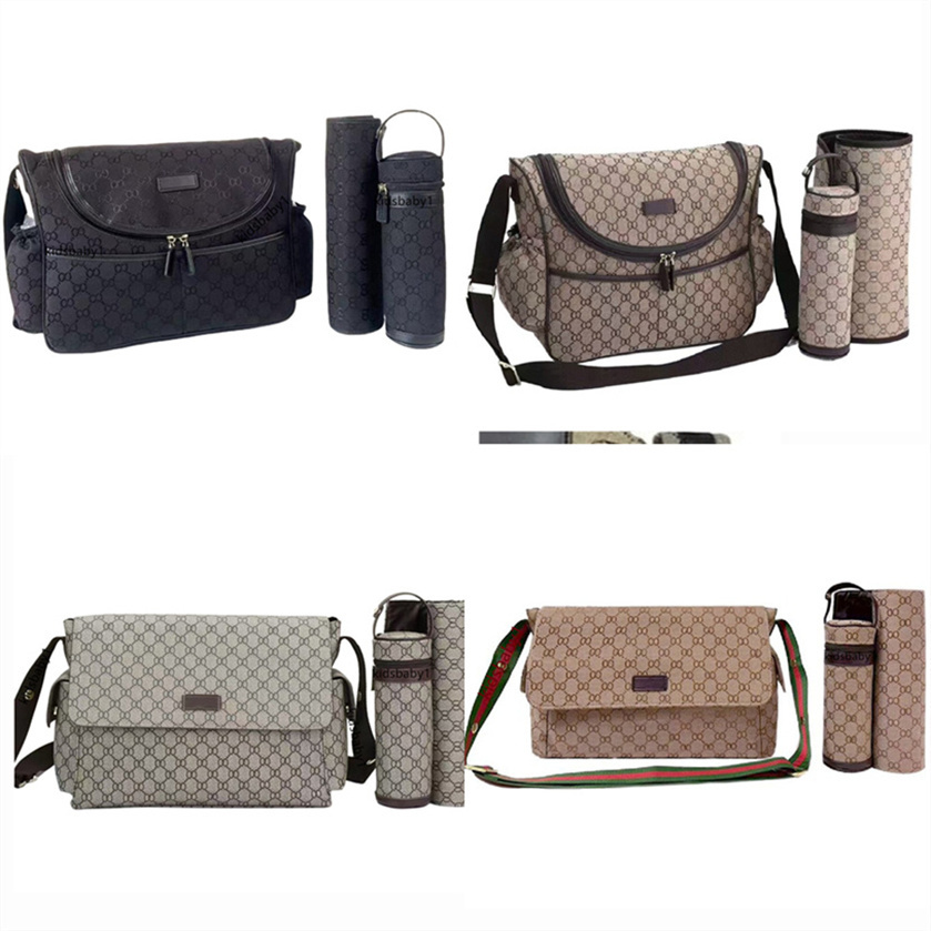 Designer diaper bag baby strollers baby mother bags diaper pads water bottles coolers three-piece letter zipper travel bags C77
