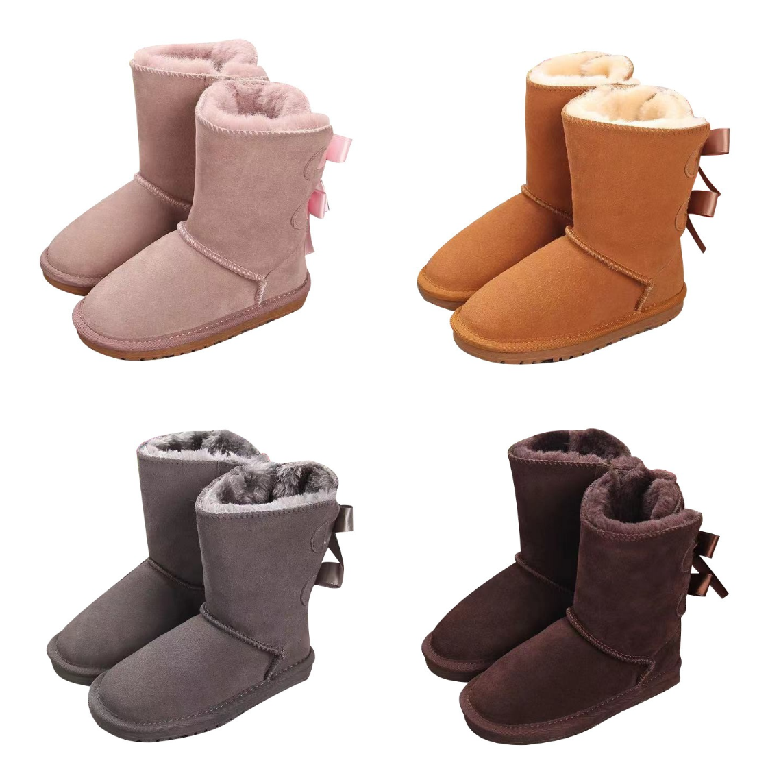 2026 australia slippers tasman tazz womens platform winter booties girl classic snow boot ankle short bow mini fur black chestnut pink Bowtie shoes