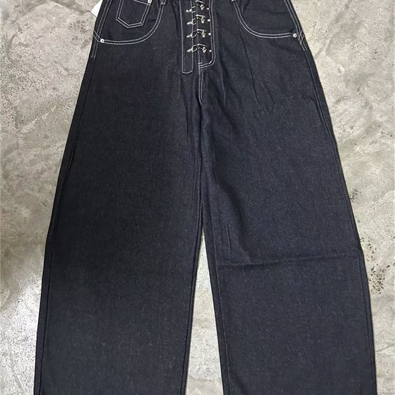 Womens Metal Buckle Curved Wideleg Jeans High Waist Straight Baggy Denim Pants Female Vintage Street Style Trouser Z260313