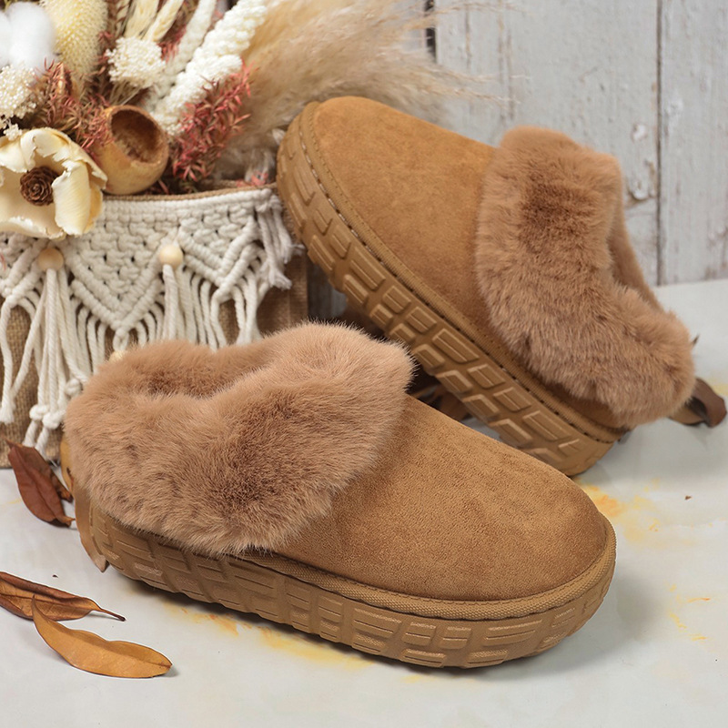 Winter new thick soled and plush women's snow boots large size 36-42 warm plush Cotton-padded ankle boots free shipping brown camel