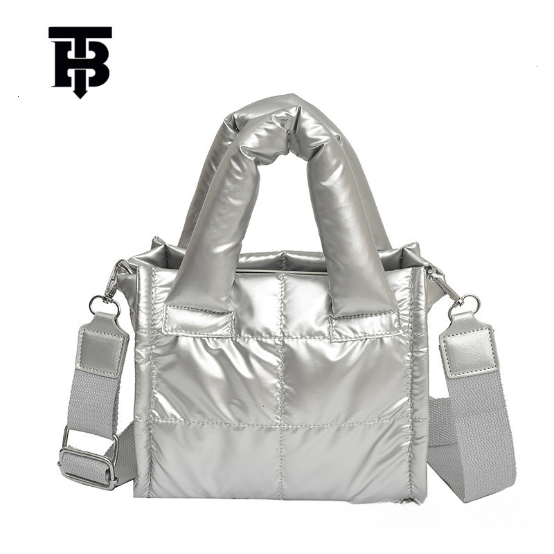 TB BHULAMTE Designer Bag Quilted Single Shoulder Women's Crossbody Bag Sparkling Silver Nylon Small Square Luxury Bag Lightweight And Fashionable