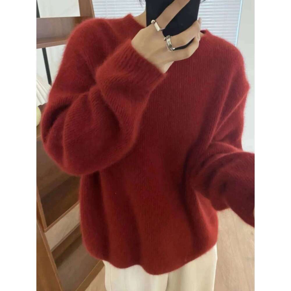 100% pure cashmere female European goods autumn and winter high-end loose sweater high-grade sense