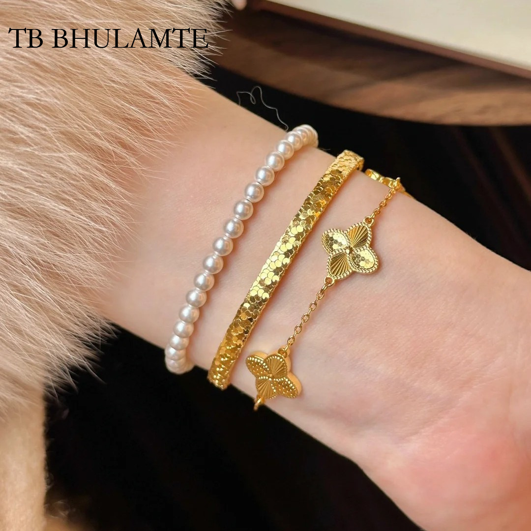 TB BHULAMTE S925 Sterling Silver Designer High-end Gold Petal Fish Scale Texture Luxury Accessories Women's Exquisite Bracelet Niche Gorgeous Jew