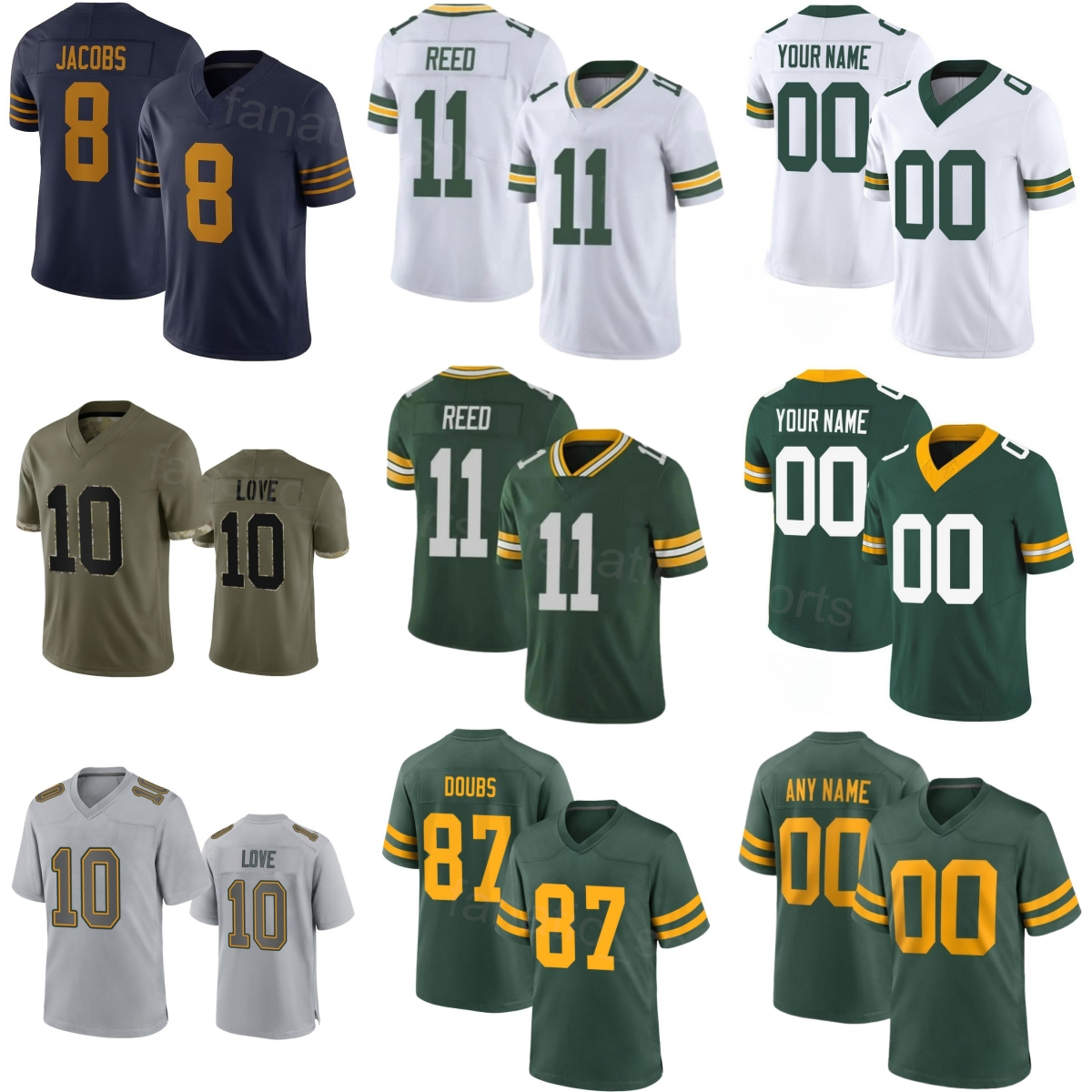 Stitch 2025 26 Football 8 Josh Jacobs Jersey Woman Youth Man 23 Emanuel Wilson 87 Romeo Doubs 11 Jayden Reed 56 Edgerrin Cooper Love Turn Back The Clock BaoZhuangGong