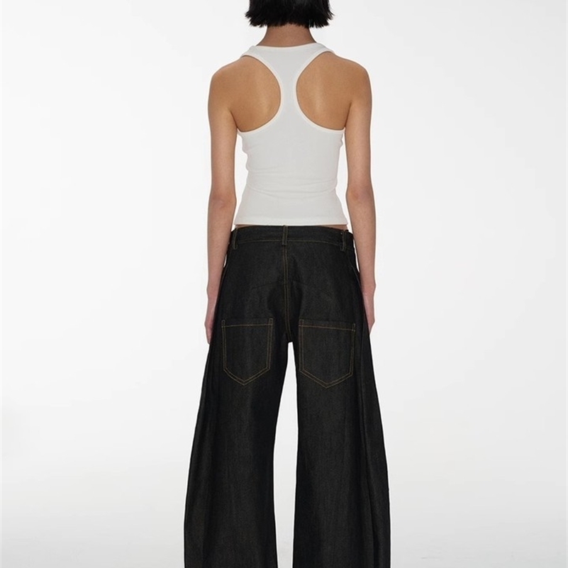 Vintage Baggy Low Waist Women Y2K Wide Pants Oversized Harajuku White Lace Straight Leg Jeans Z260313