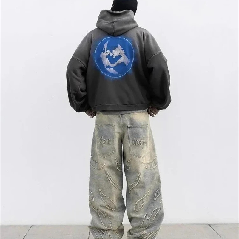 erican Patch Baggy Casual Jeans For Men And Women Y2K Strt High Waist Wide Leg Denim Trousers Z260313