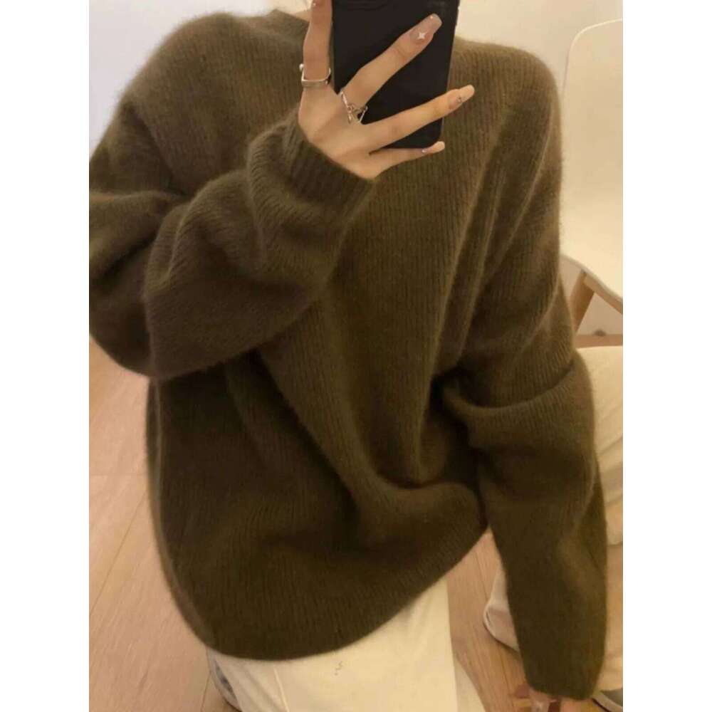 100% pure cashmere female European goods autumn and winter high-end loose sweater high-grade sense