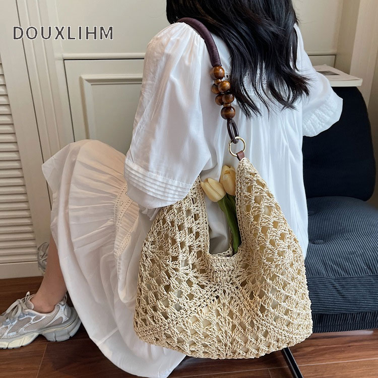 douxlihm Free shipping designer Bag Super fire ins lazy style woven bag straw woven bag high capacity women bag Bohemian style fake wind beach bag