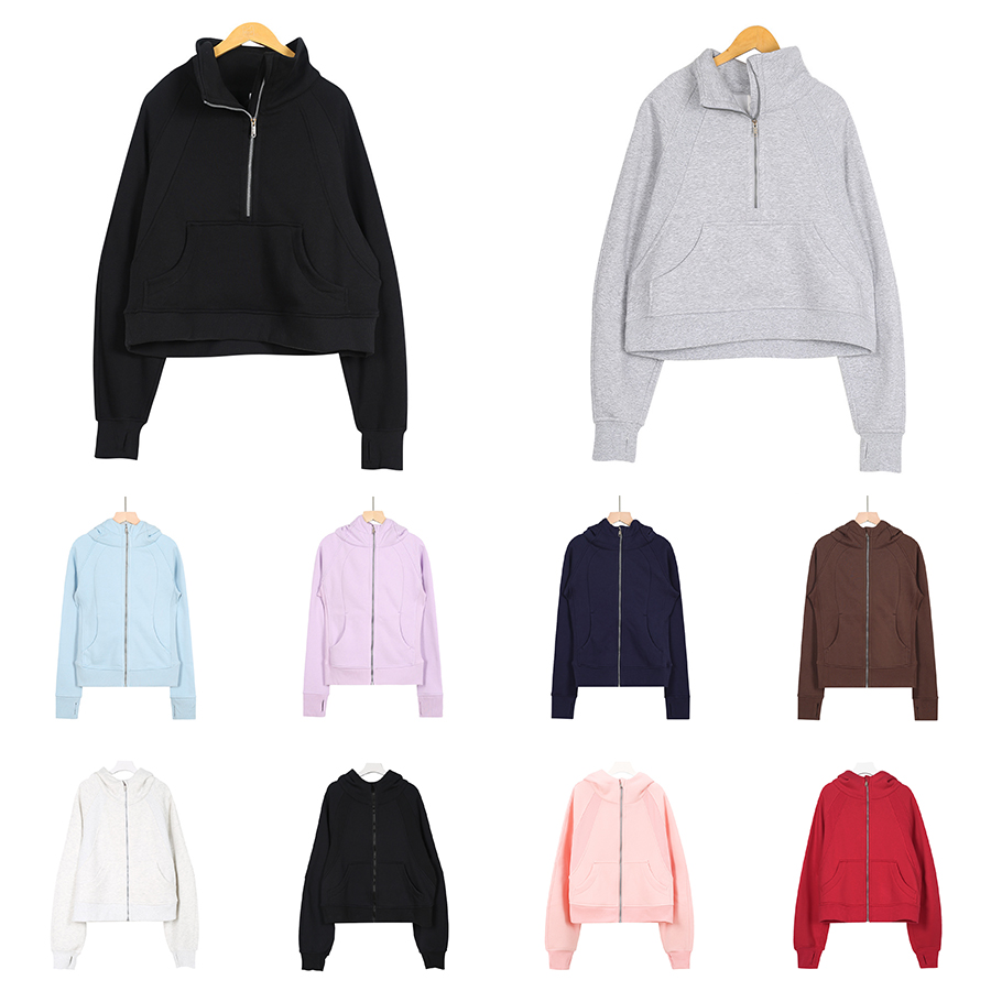 2026 yoga hoodie scuba winter womens hoodies wear half zipper design womens fashion all zippers hoodie sweater sports long sleeve zip up sweatshirt