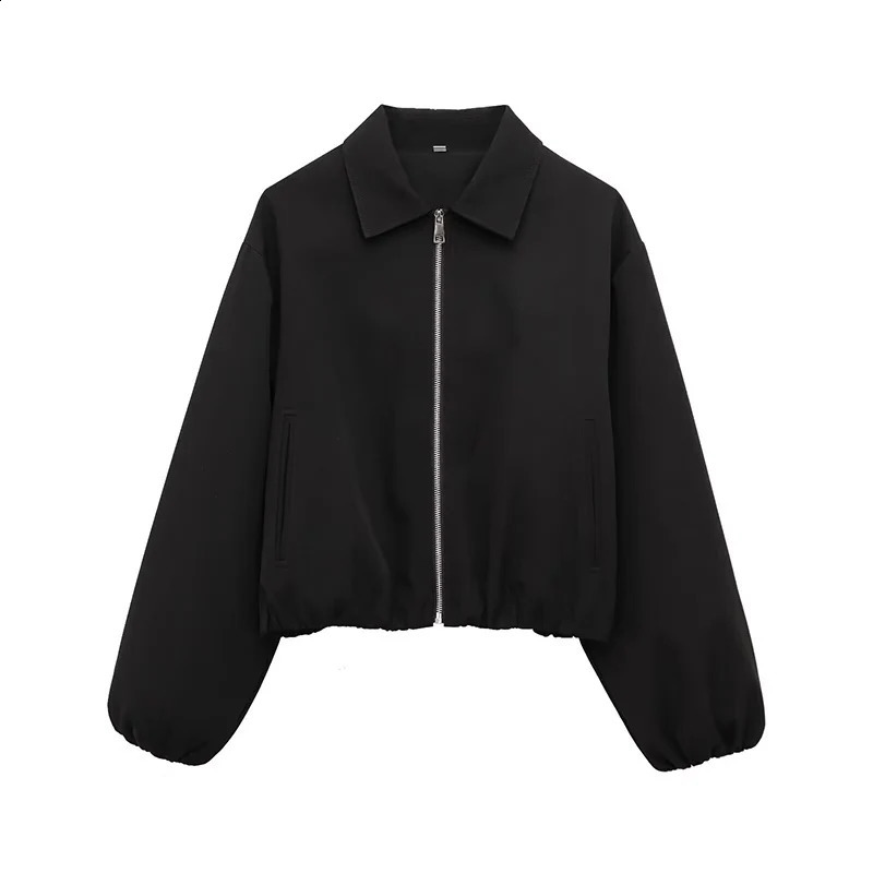 RAFZNB Fashion Short Jackets Coats For Women Turndown Collar Long Sleeve Casual Female Outerwear Chic Tops 250906