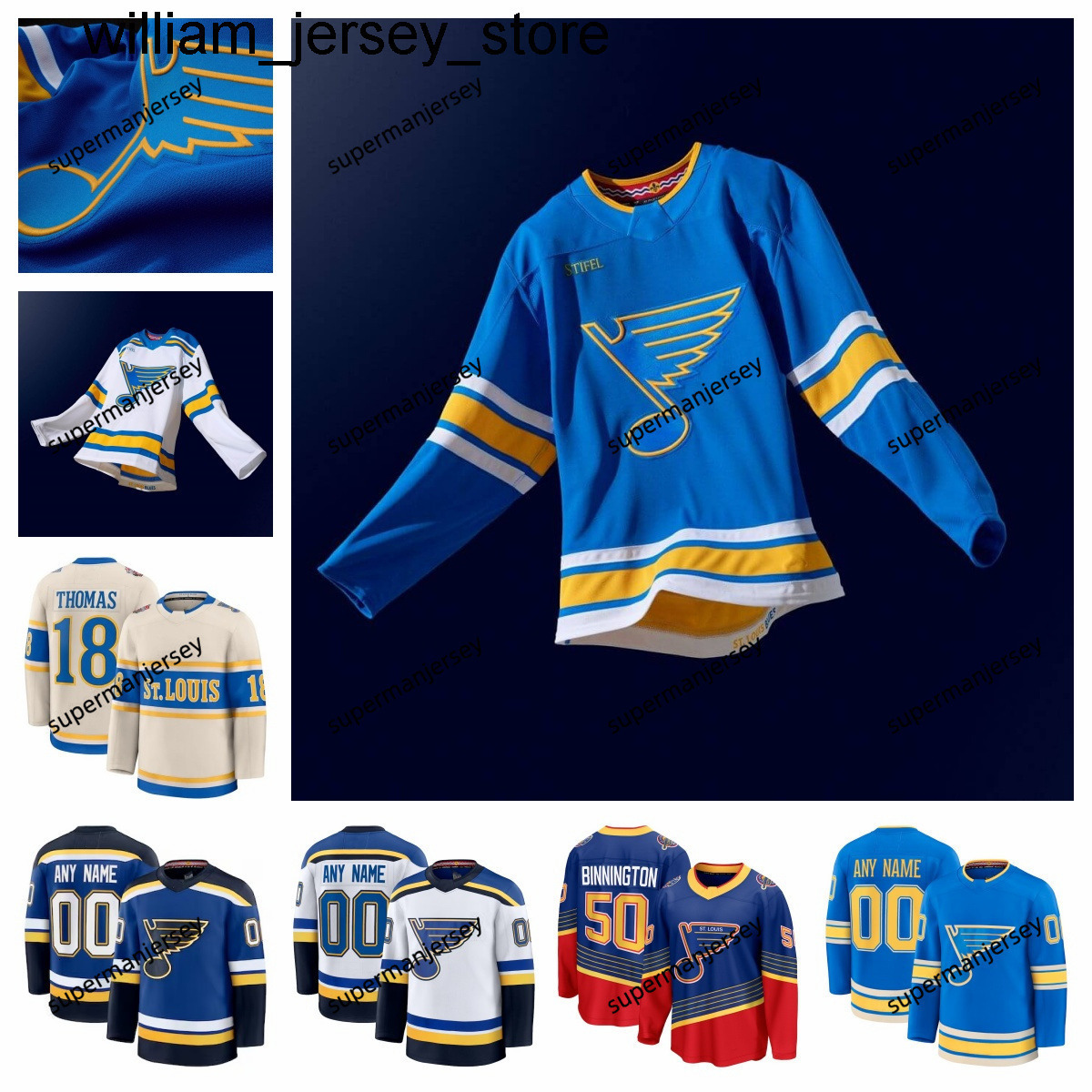 Blues Hockey Jersey Kyrou Pavel Buchnevich Dylans Holloway Robert Thomas Brayden Schenn Jake Neighbours Colton Parayko Philip Broberg Brandon Saad 2025sunobag