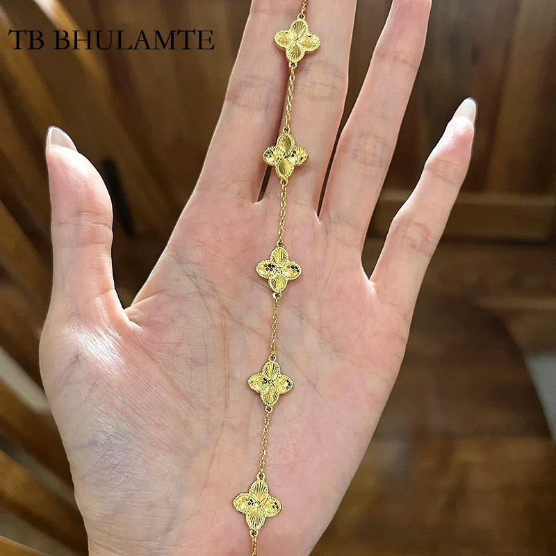 TB BHULAMTE S925 Sterling Silver Designer High-end Gold Petal Fish Scale Texture Luxury Accessories Women's Exquisite Bracelet Niche Gorgeous Jew