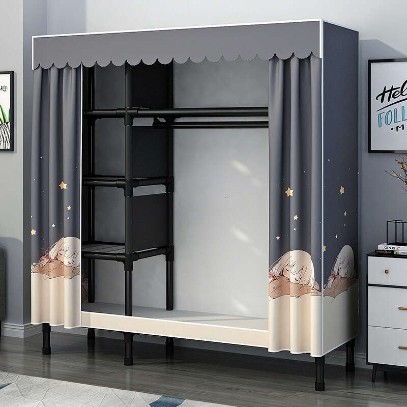 2025 Dwe74 New Home Bedroom Simple Assembly Cloth Wardrobe For Rental Thickened And Reinforced Full Steel Frame Economical Durable