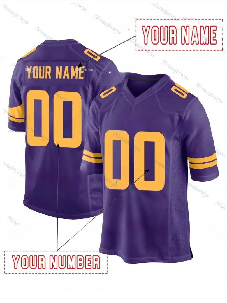 Factory Outlet Custom Football Jersey Jefferson McCarthy Moss Addison Hockenson Smith Men Women Youth Embroidered Design Polyester