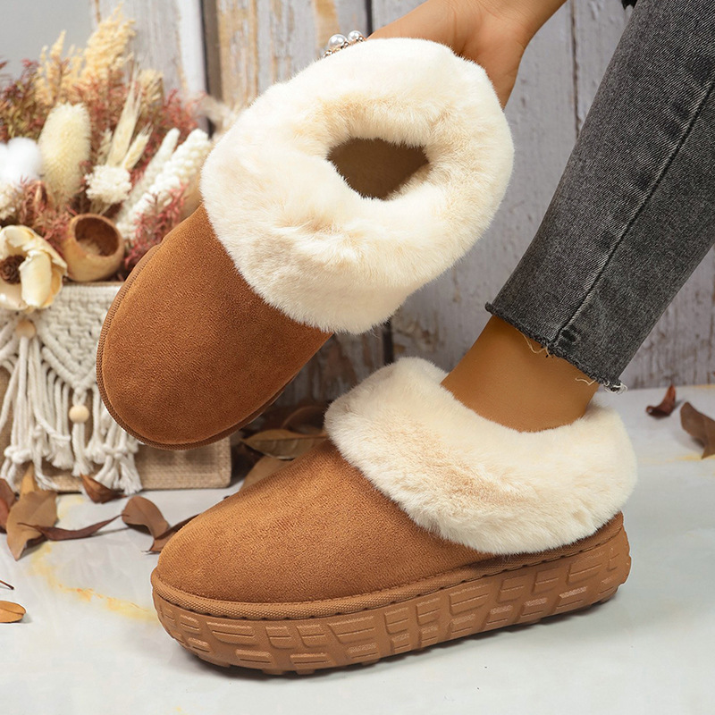 Winter new thick soled and plush women's snow boots large size 36-42 warm plush Cotton-padded ankle boots free shipping brown camel
