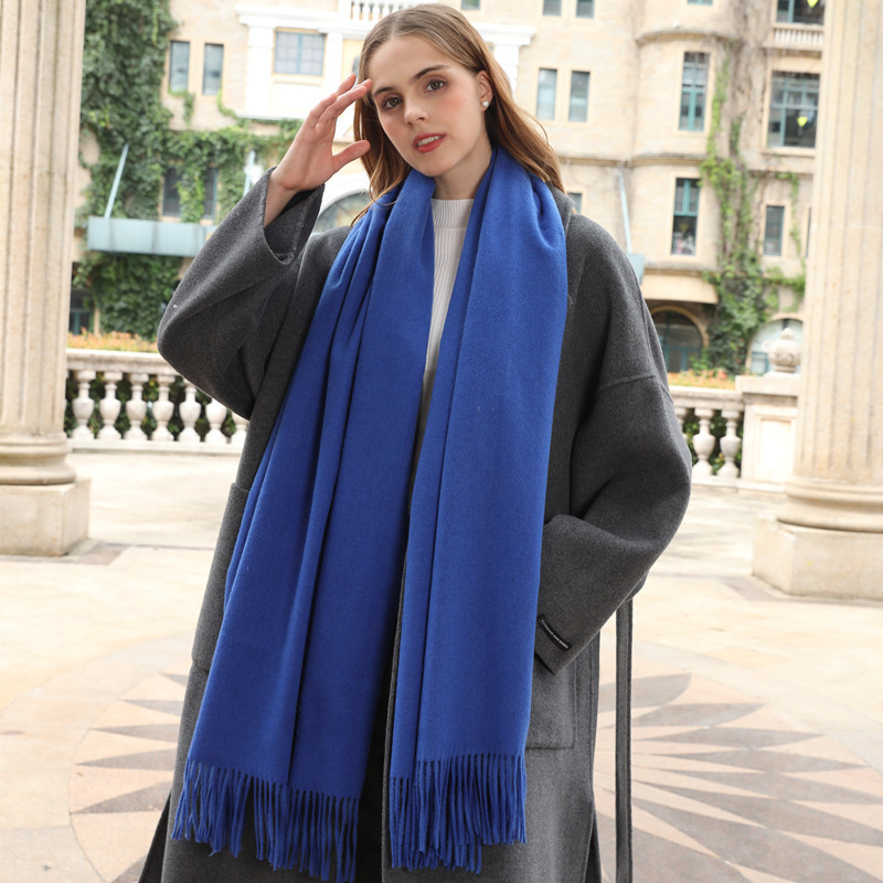 K1913 Autumn and Winter Pure Wool Herringbone Shawl Women's Double-Sided Warm Scarf Winter Spotted Design Wholesale