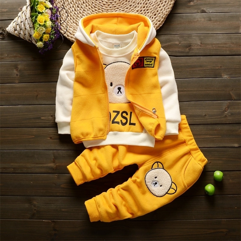 Clothing Sets Baby Boys Girls Winter Plus Velvet Thick Flannel Fleece Homewear 3Pcs Children Warm Cartoon Sleepwear Suit 250912