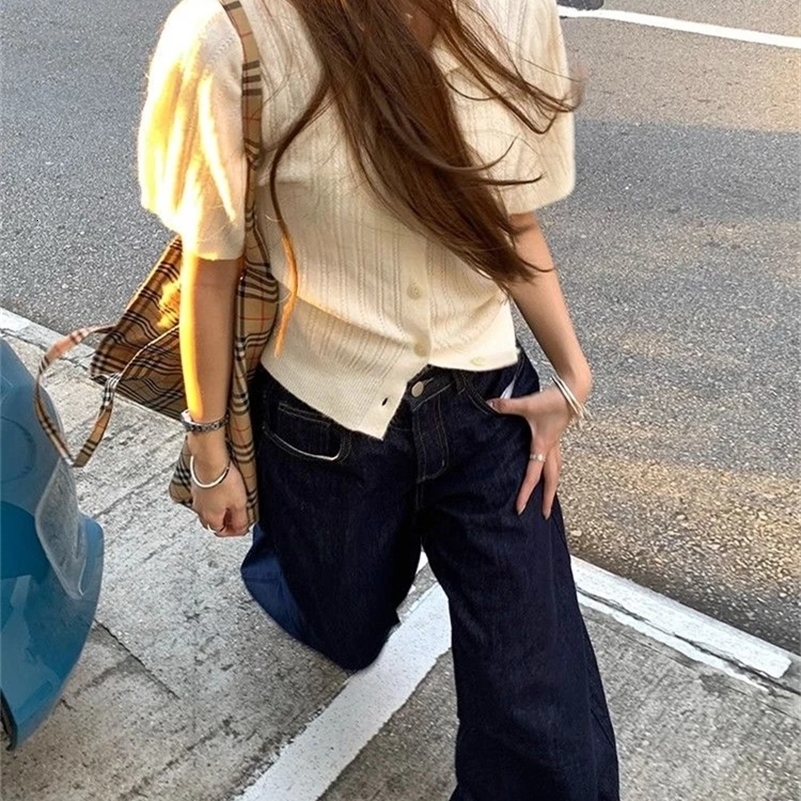 Womens Deep Blue Loose Wide Leg Jeans Street Cool Girl High Waist Baggy Pants Female Casual Straight Denim Trousers Z260313