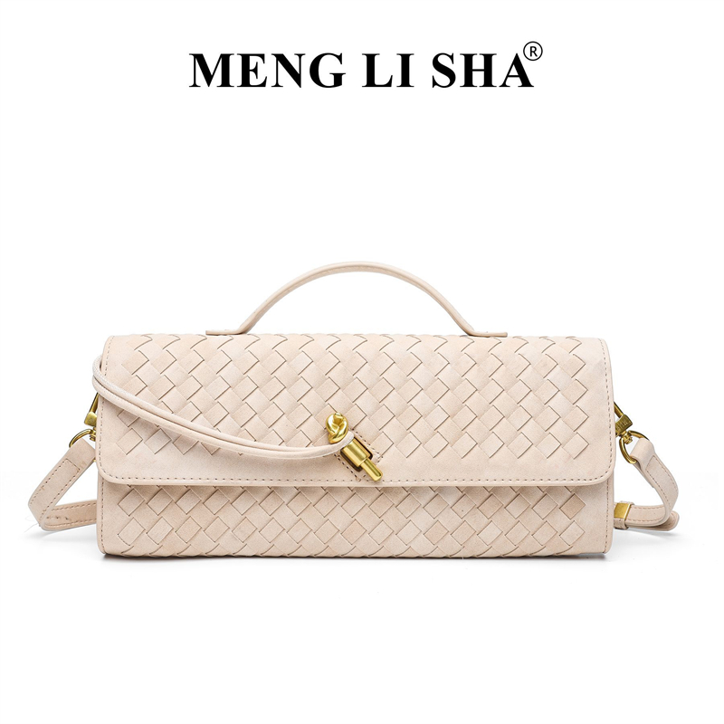 MENG LI SHA designer bag free shipping Light luxury high quality New autumn winter frosted suede woven dinner bag women's versatile commuting han