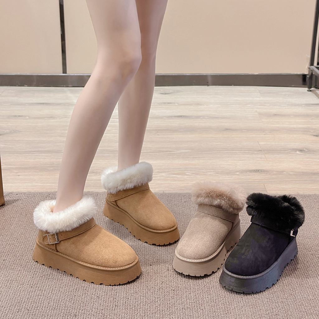2025 Women's Fleece-Lined Snow Boots Martin Ankle Boots New Warm Winter Footwear Size 36-41 Winter Footwear