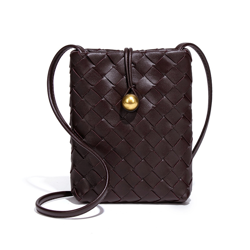 2025 New Mini Vertical Woven Mobile Phone Bag, Retro Versatile Crossbody Coin Purse, Niche Texture, Trendy Single Shoulder Women's Bag fashion De