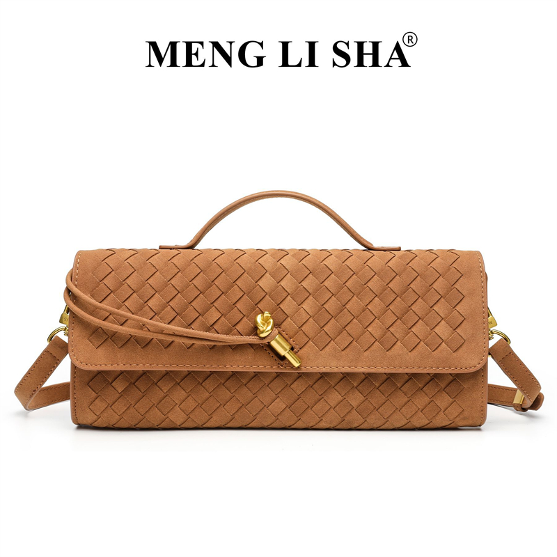 MENG LI SHA designer bag free shipping Light luxury high quality New autumn winter frosted suede woven dinner bag women's versatile commuting han