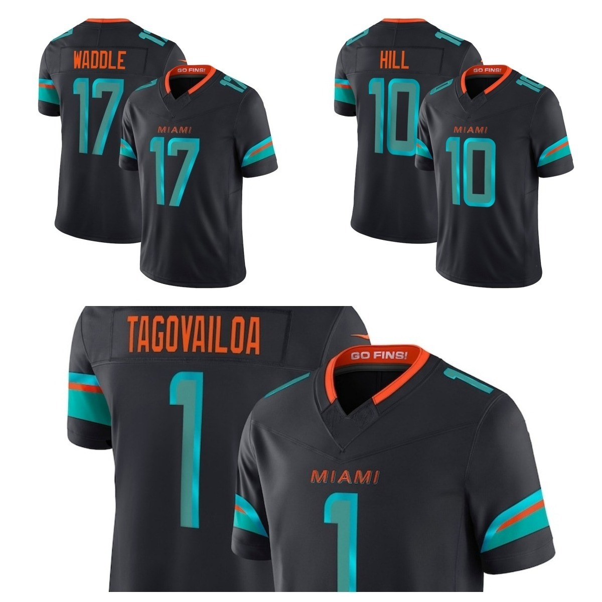 NFL Dolphins Jaylen Waddle Tyreek Hill Tua Tagovailoa 2025 Rivalries Collection Limited Jersey