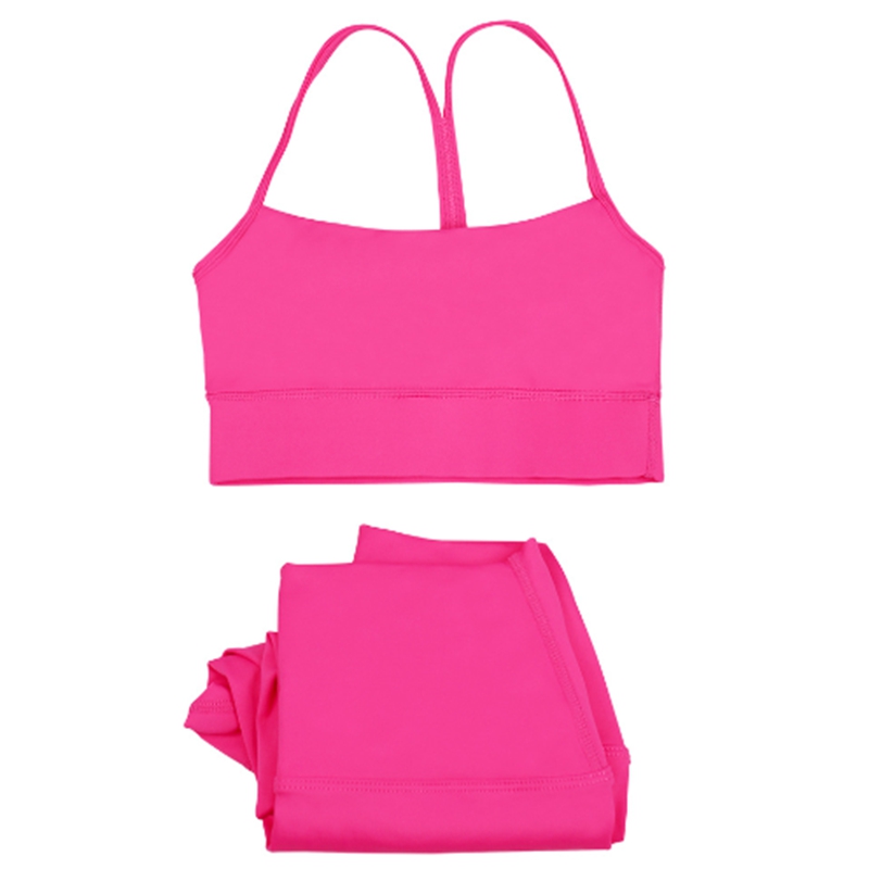 Women's yoga solid color sports bra shock-absorbing Y vest high waisted leggings set jogging fitness sportswear gym leggings underwear