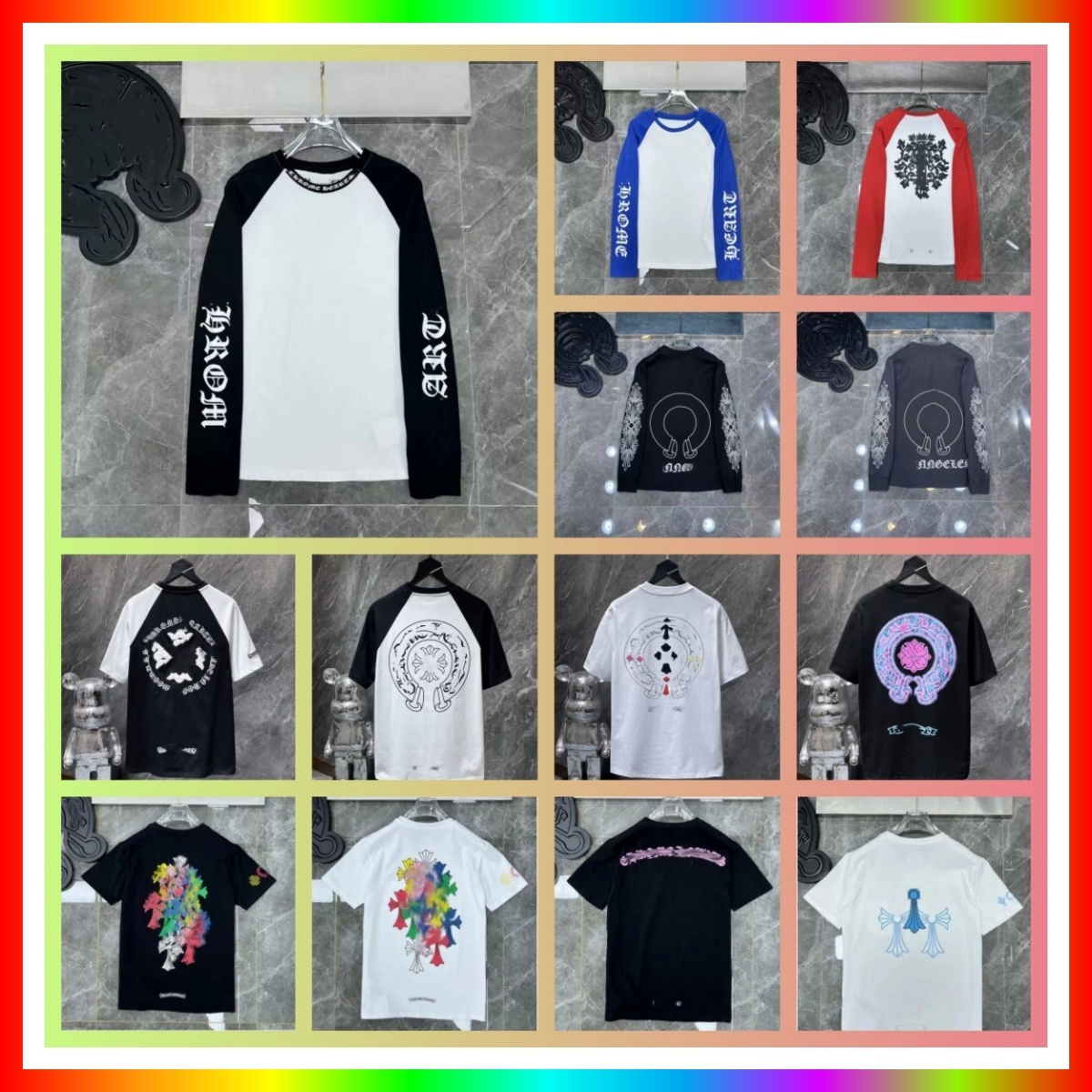 designer chrome T-shirts: Designer men's and women's T-shirts, chrome printed T-shirts, spring and summer fashionable long-sleeved sweatshirts, fashionable street style8