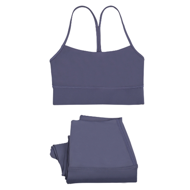 Women's yoga solid color sports bra shock-absorbing Y vest high waisted leggings set jogging fitness sportswear gym leggings underwear
