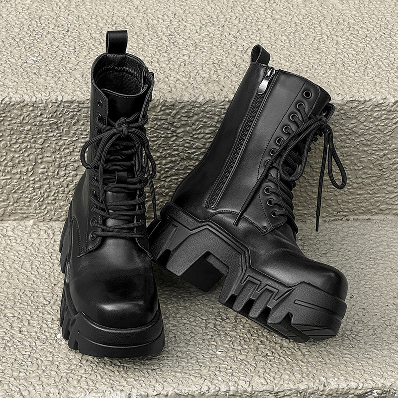 Fashion Stylish Boots Gothic Winter Platform Men Women leather Short Boots Fashion Ladies Elegant Lace Up Ankle Boot Outdoor Thick Bottom Motorcycle Boots