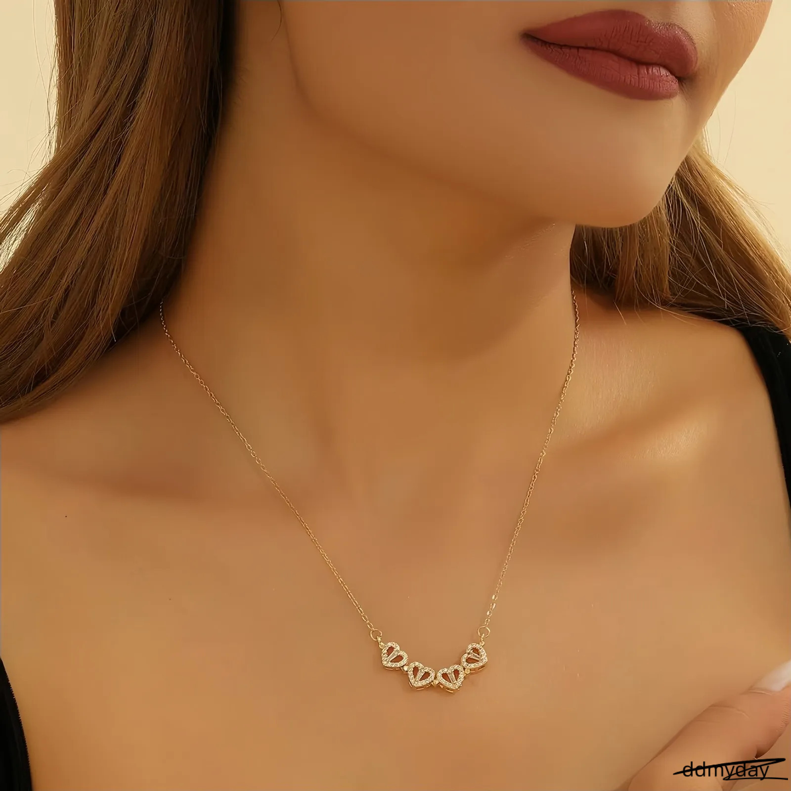 Fashion Double Wear Magnet Four Heart Flower Pendant Necklace For Women Sweet Sexy Female Stainless Steel Neck Chain Jewelry250711 ddmyDay