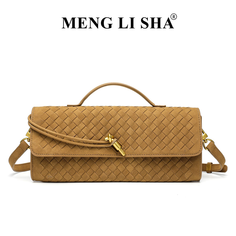 MENG LI SHA designer bag free shipping Light luxury high quality New autumn winter frosted suede woven dinner bag women's versatile commuting han